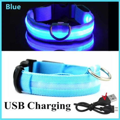 Rechargeable LED Glowing Dog Collar – Adjustable Flashing Luminous Light Harness for Small Dogs, Night Safety & Anti-Lost Pet Accessory